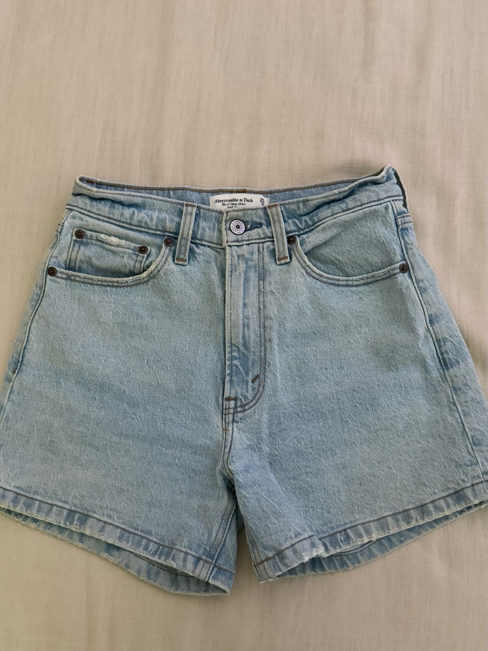 Abercrombie & Fitch Light Blue High-Rise Denim Shorts